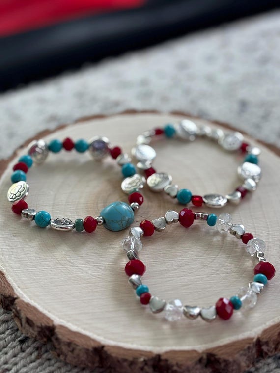 Set of 3 Handmade Stretchable Bracelets, Handmade Jewelry, Handmade Bracelets, Gift For Her, Gift For Mom, Gift For Pet Lovers