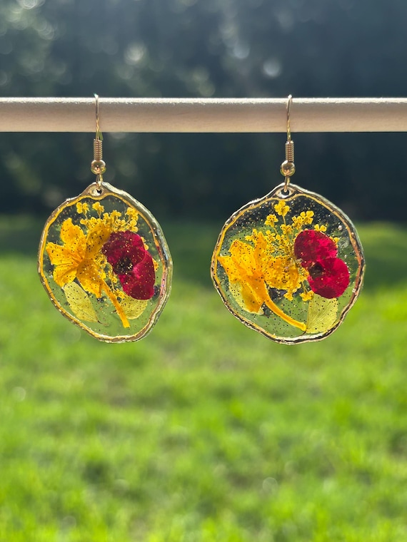 Real Spring Flowers Earrings, Floral Jewelry, Nature Inspired, Gift For Her, Gift for Grandmother, Gift for Mother, Gift For Friend