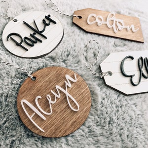 Moderne houten labels | Gepersonaliseerde houten scheepslabels | Lasergesneden cadeaukaartjes