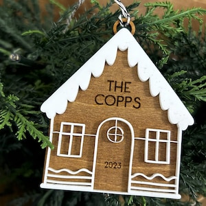 Gingerbread House Christmas Ornaments | Personalized Wood Ornament | Laser Cut Gift Tags