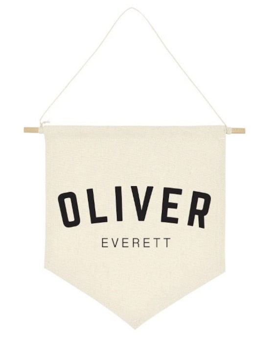 Custom Name Banner | Curved Name Canvas Banner | Baby Personalized Banner