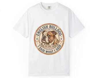 English Bulldog Side-Eye Level: Expert Vintage T-Shirt