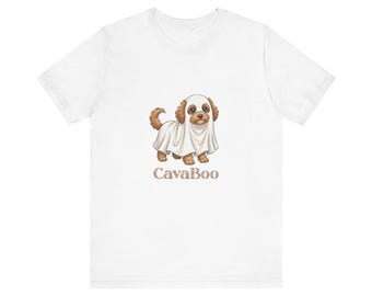 Camiseta com um cão Cavapoo fantasiado de fantasma