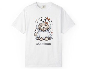 Maltipoo Ghost Halloween T-Shirt | Garment-Dyed Cotton Tee