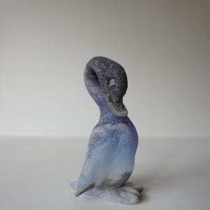 Cenedese a scavo vulcan ash eend zwaan watervogel glazen beeldje inktblauw Italiaans Venetië Murano handgemaakt halverwege de eeuw moderne Antonio da Ros