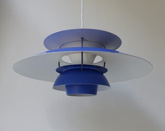 Rare First Edition Vintage Blue PH 5 Hanging Pendant Light Lamp