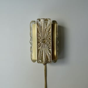 Vintage good condition small model Vitrika brass & glass gold Aladdin Danish design wall light sconce lamp mid century modern 1970s