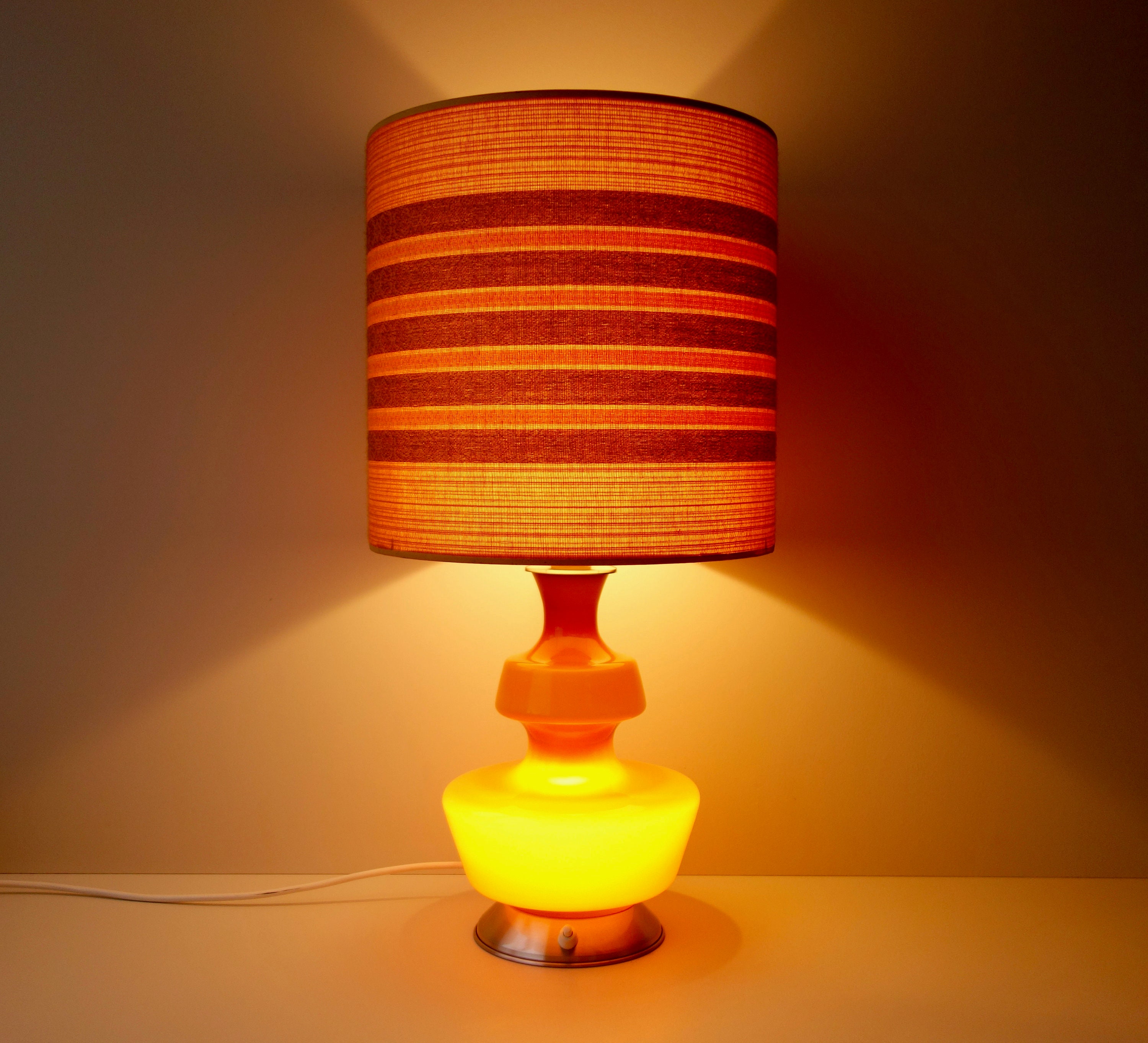 Seventies hooped glass table lamp desk 2 light points amber - Etsy España