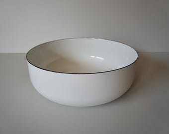 Museum piece XL Arabia Warstila Finland Finel Kaj Franck very large white bowl metal enamel enameled mid century modern Finnish design