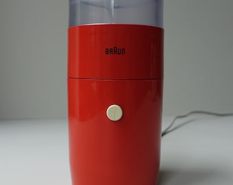 RED Good working condition Braun coffee grinder KSM 1 Reinhold Weiss Braun West Germany 1966 modern design red mid century minimalism