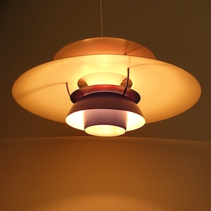 Rare first edition vintage blue PH 5 hanging pendant light lamp Danish Poul Henningsen Louis Poulsen 1960 space age disc design mid century