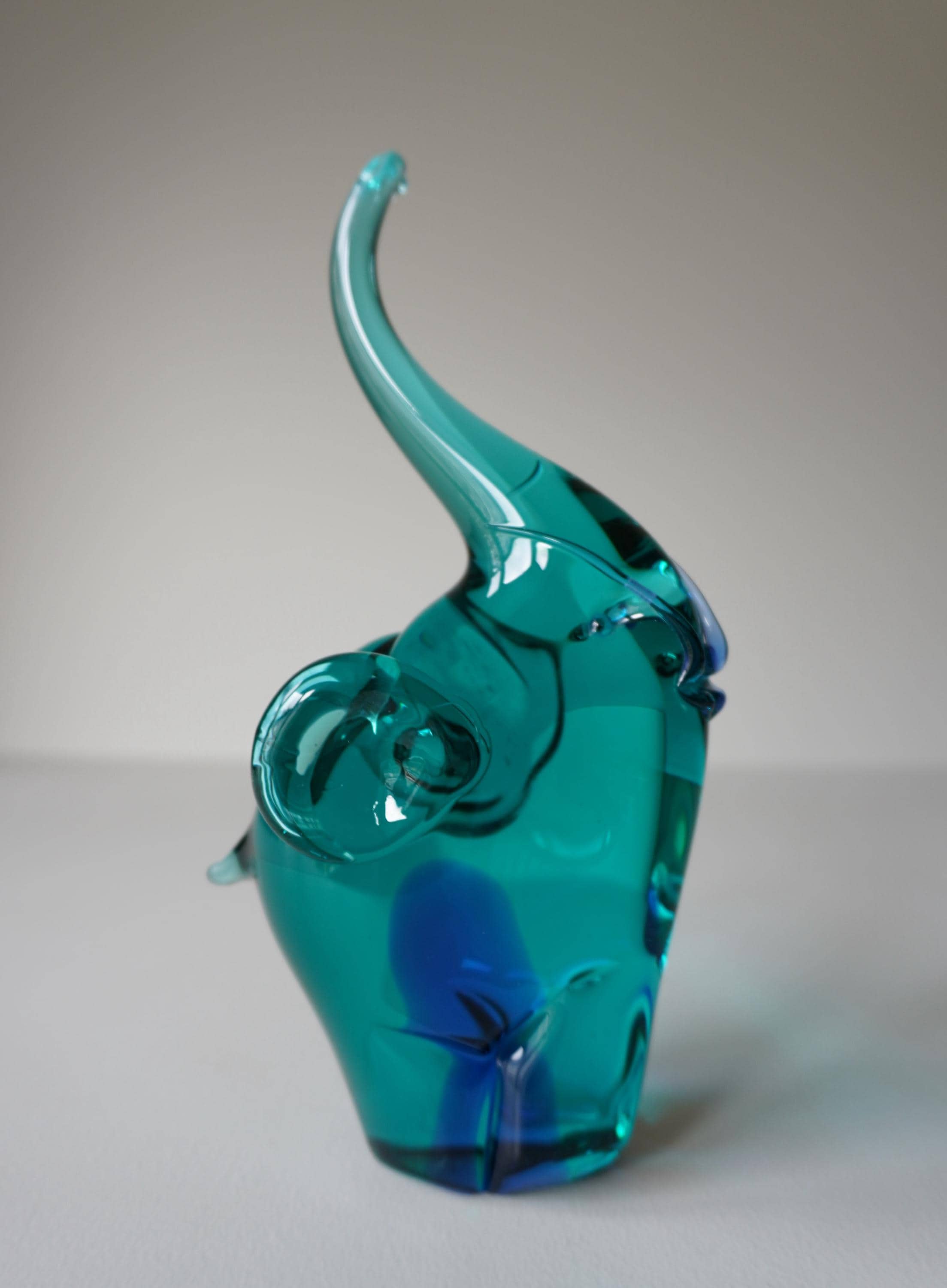 Grand Vase Murano Cenedese 32,5 Cm - Scavo Bleu/blanc - Signé Antonio Da Ros