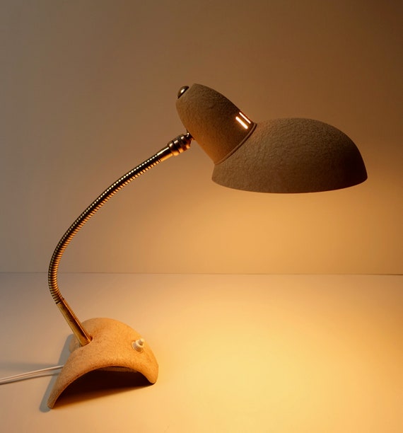 Stylish Mid Century Crow Foot Wrinkle Coating & Brass Gooseneck Adjustable 1960s  Table Desk Lamp Working Light France -  Israel