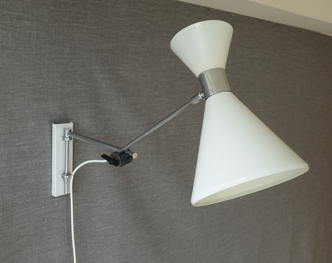 Vintage Dutch Wall Lamp Herda Amsterdam Mid Century White Fishing Rod ...