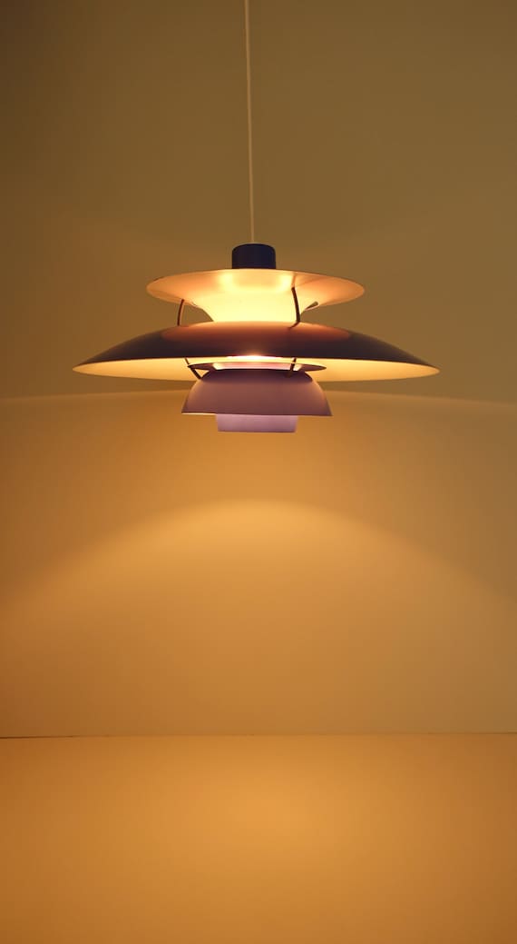 Rare First Edition Vintage Blue PH 5 Hanging Pendant Light Lamp