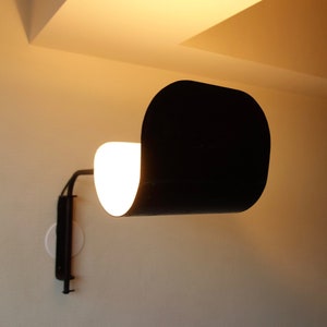 Pair of industrial style large steel metal swing arm wall lights black white design mid century modern 1970s set of 2 kitchen steam punk