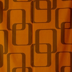 Tecido de cortina de algodão resistente, vintage, novo, estoque antigo, marrom, laranja, eijffinger, década de 1980, artesanato, parede, decoração de casa, meados do século, popart moderno