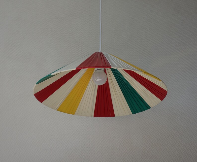 Rare Vinyl Ribbon Wrapping Plastic Pendant Light Lamp Hanging Tropical Style Garden Veranda Rockabilly Mid Century Modern
