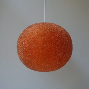 2. Vintage orange fiberglass sugar ball grains acrylic lucite pendant lamp light hanging light pop art 1970s mid century modern Rotaflex