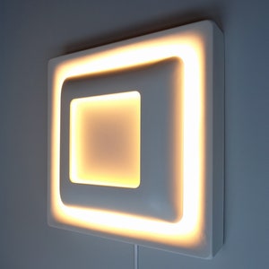Mint condition graphic large all metal Doria Leuchten wall light lamp sconce white design award 1977 mid century modern German design square