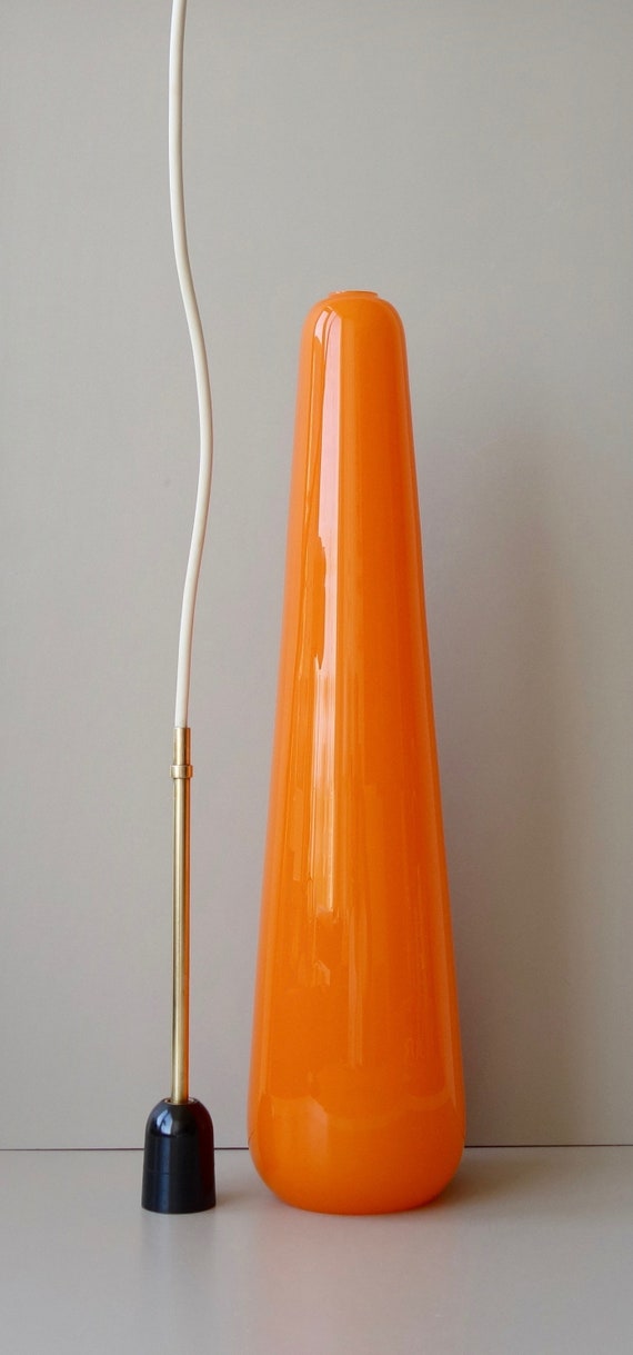 Classic Handblown Glass Vistosi Tangerine Orange Large Xl Classic Handblown Glass Vistosi, Orange Glass Lamp