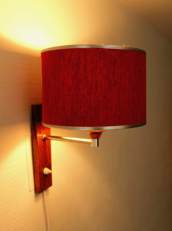 Wood And Fabric Shade Wall Sconce Dutch Red Kitchen Hallway Etsy