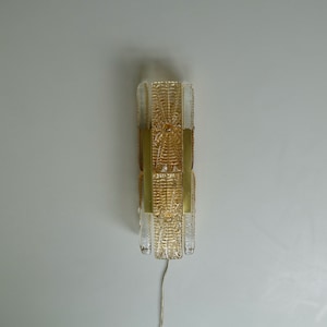 Vintage great condition Vitrika brass & glass gold pink Aladdin Danish design wall light sconce lamp mid century modern
