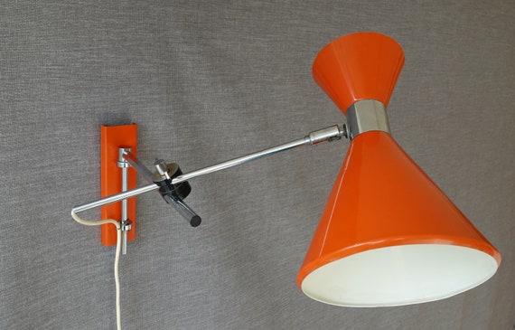 Vintage Dutch Wall Lamp From Herda Amsterdam Orange Fishing Rod