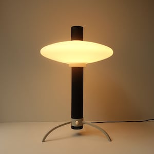 Rarity sixties large table lamp glass metal tripod black white TP 7059 Evolux Hiemstra mid century modern Dutch design 1960s