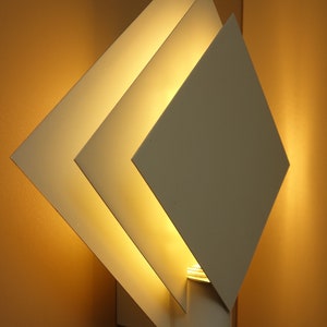 Très bon état avec boîte Lumiance graphique Hiemstra Plaza carrés métal couches disques applique murale lumière applique milieu du siècle moderne néerlandais