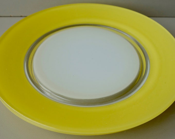 Duralex 1950s 2 Set Pair Cake Side Plates Yellow French Brocante France