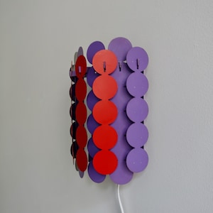 Graphic all metal Doria Leuchten waterfall style purple red wall lamp light sconce mid century modern German 1970s
