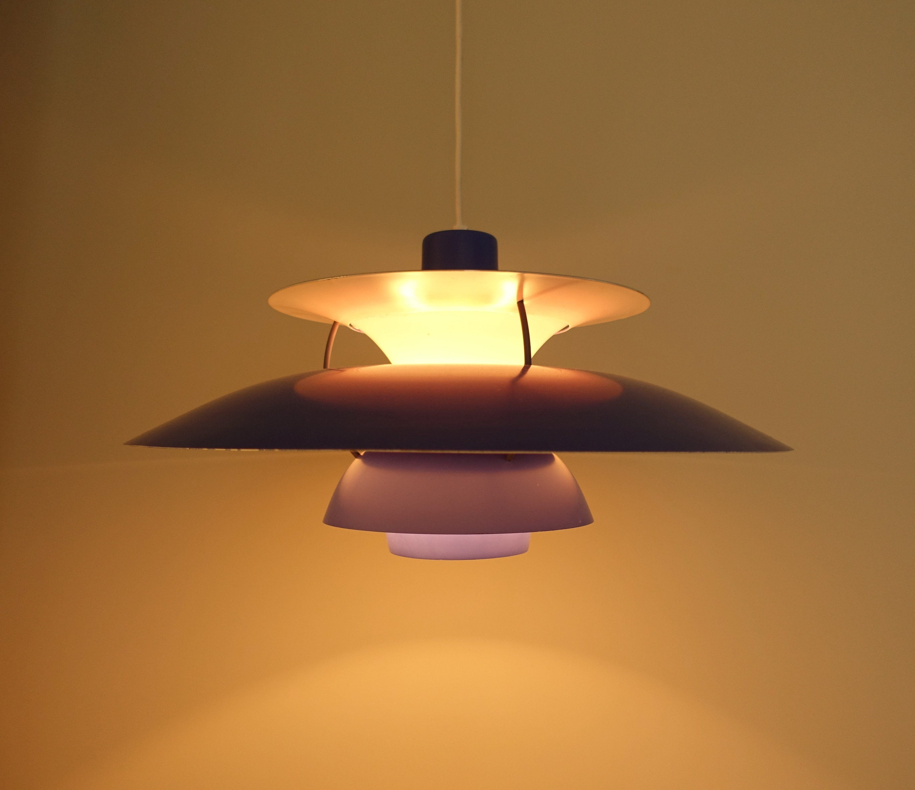 Rare First Edition Vintage Blue PH 5 Hanging Pendant Light Lamp