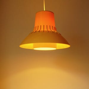 Svend Middelboe Nordisk Solar Nord-Lys large yellow plastic pendant light Denmark hanging lamp mid century modern pop art funky seventies