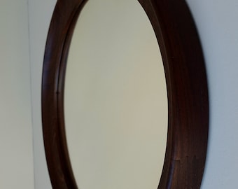 W1564 Pieterman excellent condition round mirror wood wengé African rosewood faux ebony 1960 mid century modern Dutch design