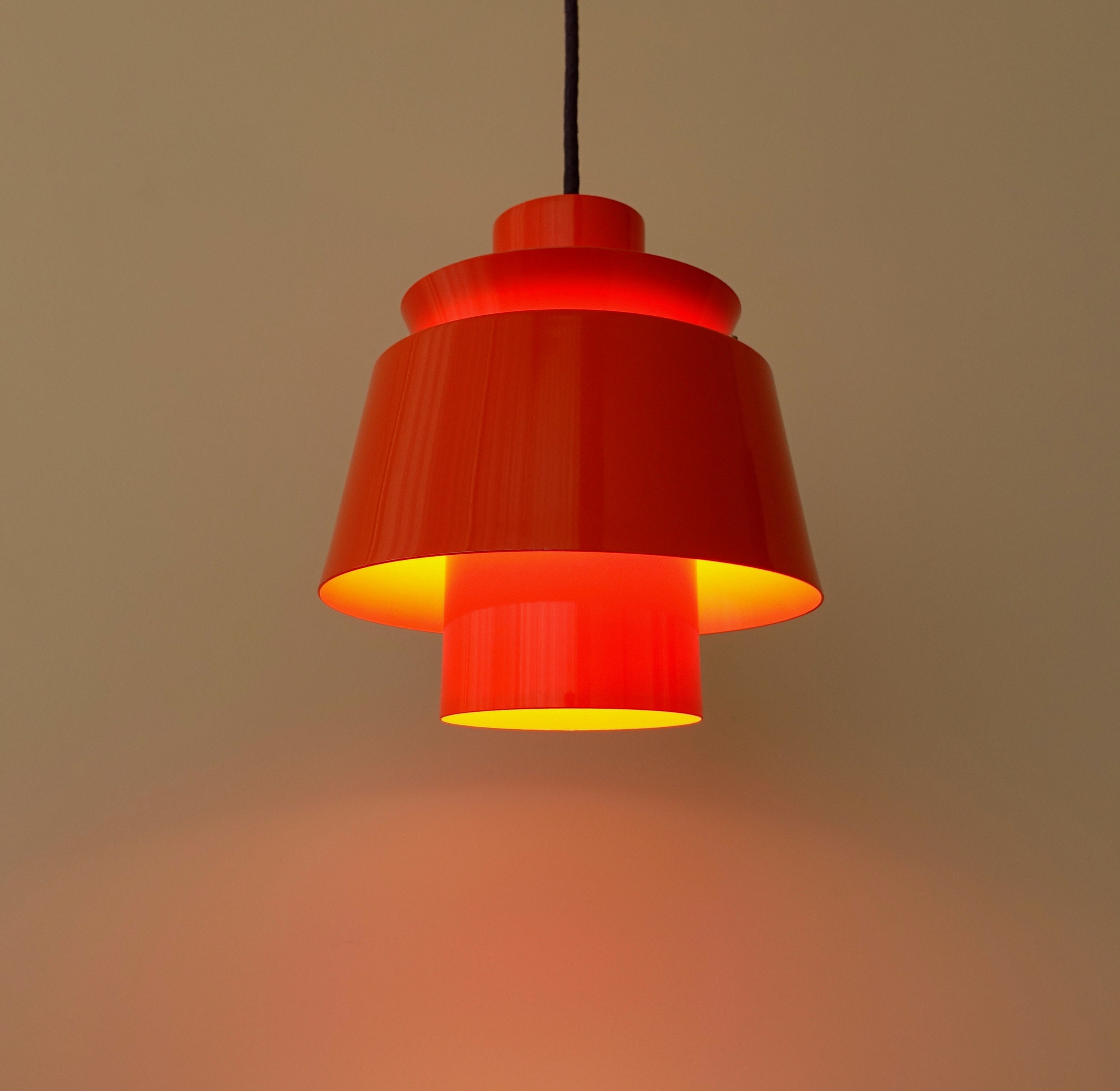 Vintage Jørn Utzon Nordisk Solar Tivoli Aluminium Orange Pendant
