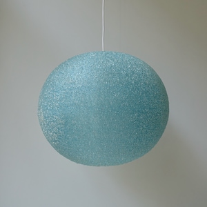 XL vintage light blue grains acrylic lucite sugar ball pendant lamp light hanging light pop art 1970s seventies mid century modern Rotaflex