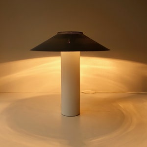 Royal Copenhagen Format Hans Schwartzer large perforated metal mushroom table lamp grey white modern eighties design Danish