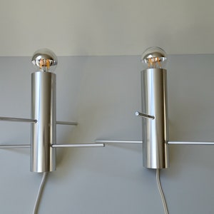 Great condition pair set of 2 Raak Amsterdam Krekel Otto Wasch adjustable aluminium silver table lamps desk lights Dutch design mid century image 6