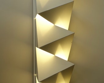 SOLD SOLD SOLD geometrical Dijkstra Lampen white aluminum zigzag wall sconce light mid century modern atomic age Dutch design rare