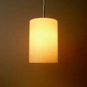 Vintage cylindric taupe cased glass opaline dark grey French pendant hanging light mid century modern