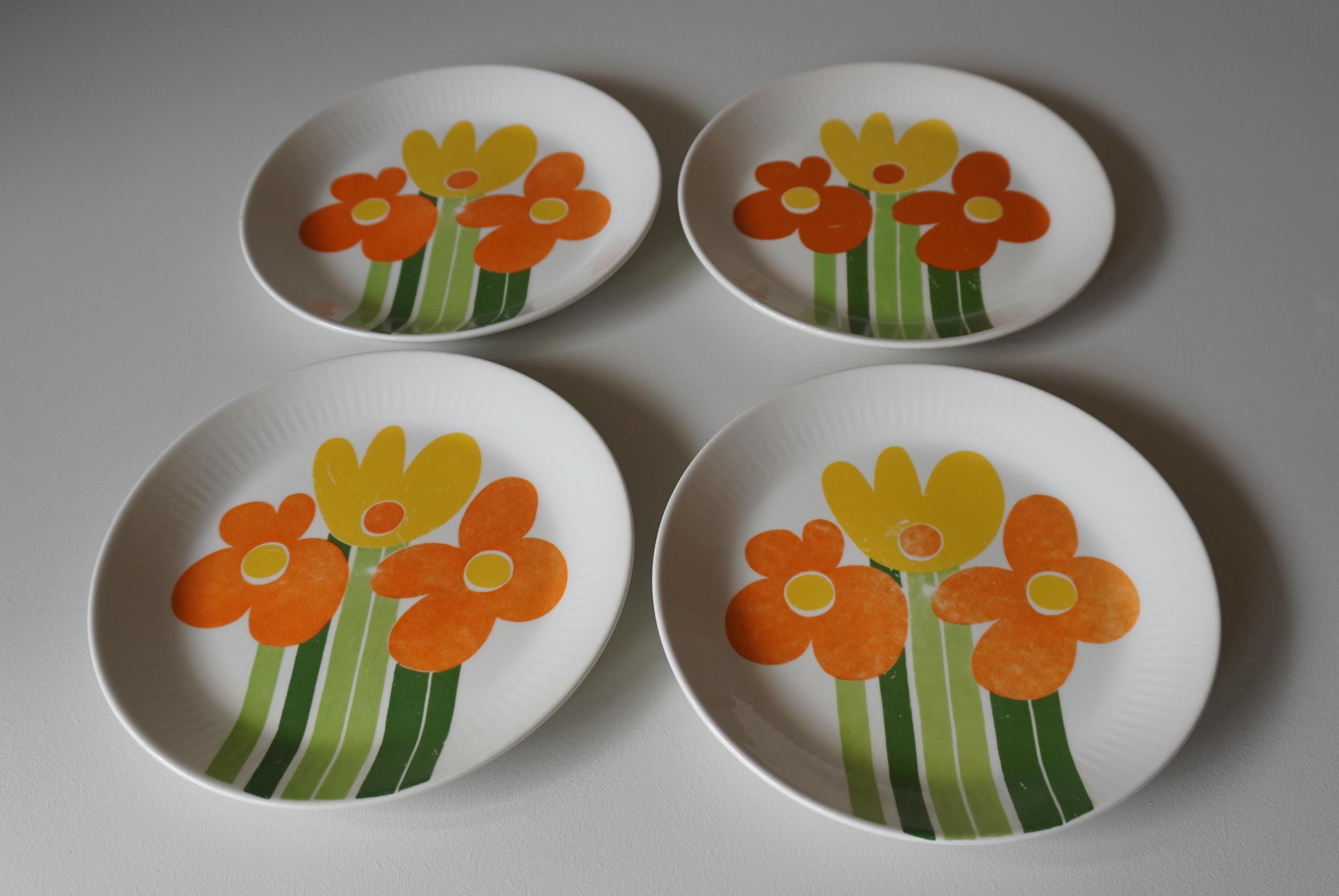 Lot of 4 Used Breakfast Round Plates Annemarie Kirsten Selmer