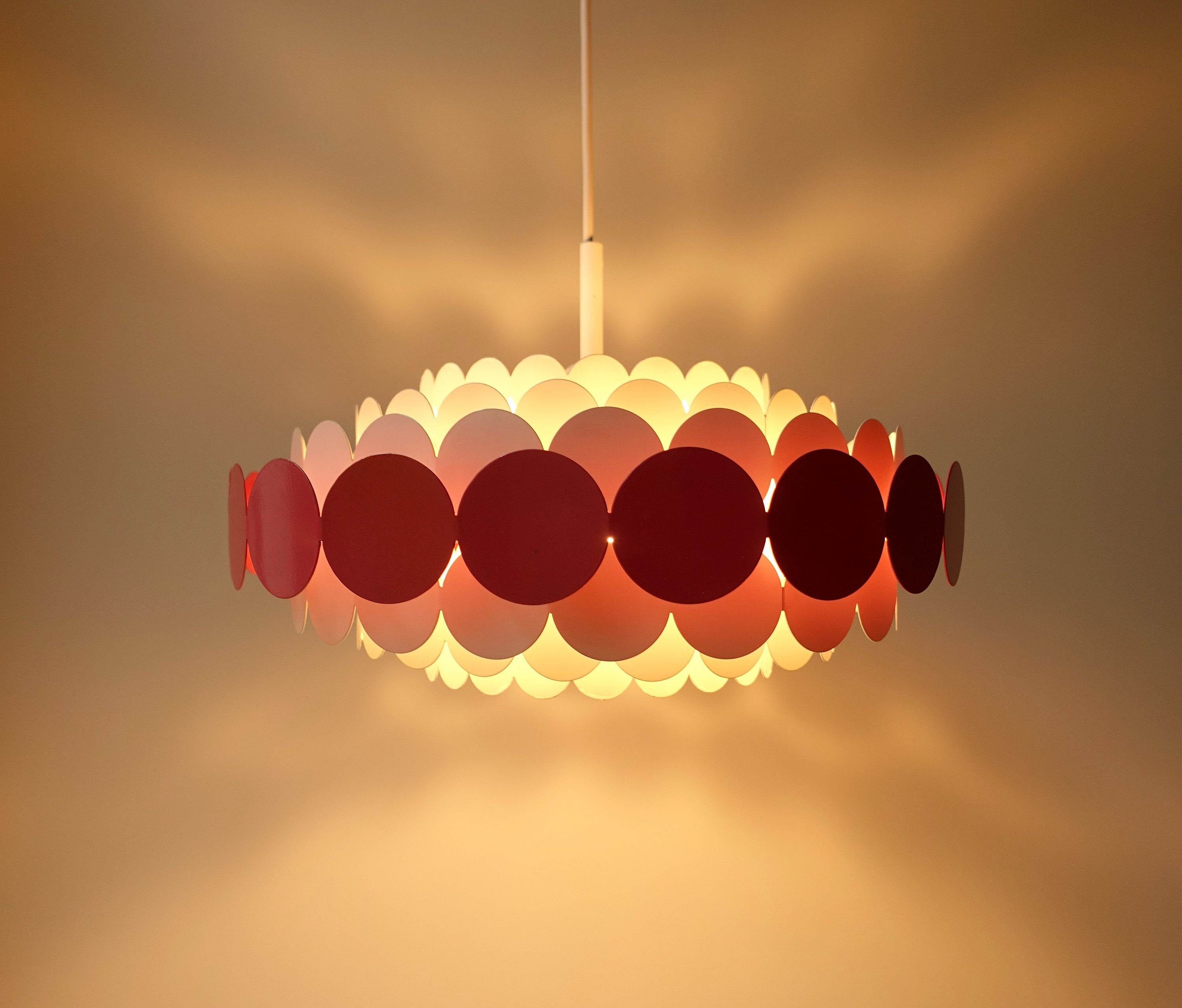 Stunning Graphic All Metal Doria Leuchten Seven 7 Ring Round Discs