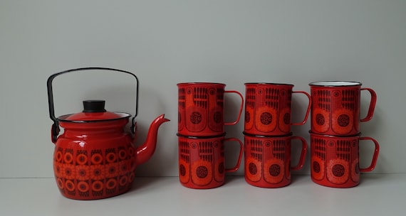 Rarity mint new old stock 6 Finel mugs and small tea pot kettle 