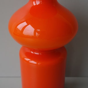 Very rare Per Lutken for Holmegaard Denmark orange hooped Carnaby vase Danish mid century modern 1970s 1960s pop art