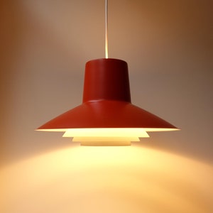 Near mint condition XL large Auditorie 3 Sven Middelboe Nordisk Solar orange white 1970 pendant light hanging lamp mid century modern Danish