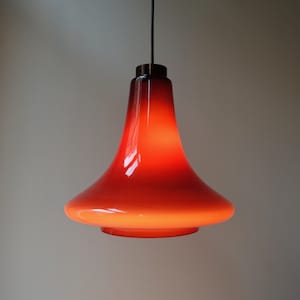 Good condition Hans-Agne Jakobsson Oplight 65 large purple violet glass opaline cased pendant light hanging lamp mid century modern Swedish