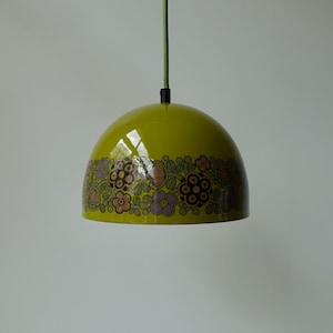 Great condition Fog & Mørup Raija Uosikkinen Finel Arabia Kaj Franck enamel pendant lamp hanging light green Denmark mid century modern