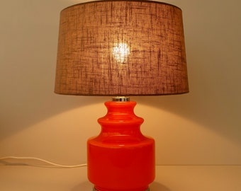 Peill & Putzler rare large orange glass and chrome table lamp light German 1970s design mid century modern opaline cased