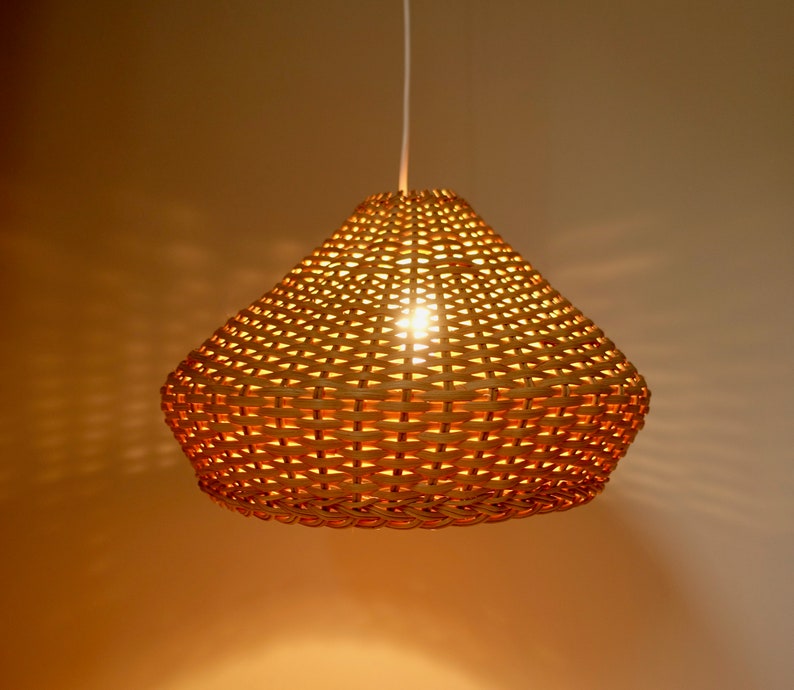 Genuine 1970s Wicker Work Reed Large Nomadic Tent Shaped Pendant ...